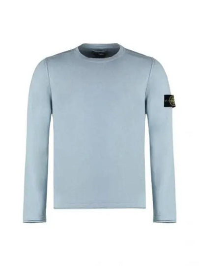 Compass Badge Ribbed Cotton Knit Top Sky Blue - STONE ISLAND - BALAAN 2