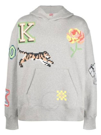 Pixel Oversized Hoodie Grey - KENZO - BALAAN 2