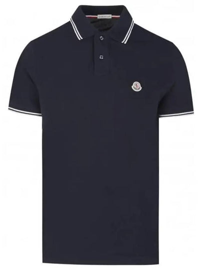 Logo Patch Short Sleeve Polo Shirt Navy - MONCLER - BALAAN 2