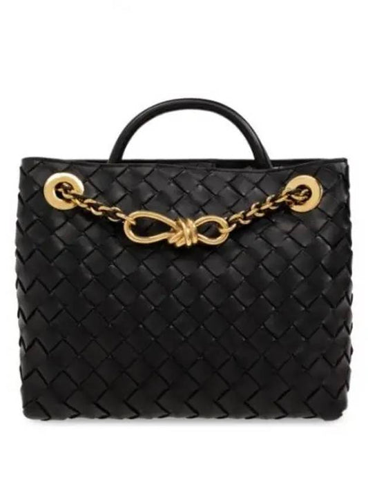 Andiamo Chain Small Leather Tote Bag Black - BOTTEGA VENETA - BALAAN 2