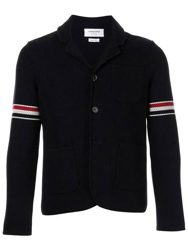 Arm Banding Texture Jacquard Wool Jacket Navy - THOM BROWNE - BALAAN 3