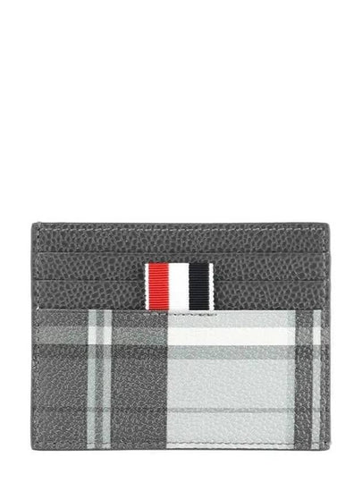 4-Bar Madras Pebble Grain Leather Card Wallet - THOM BROWNE - BALAAN 2