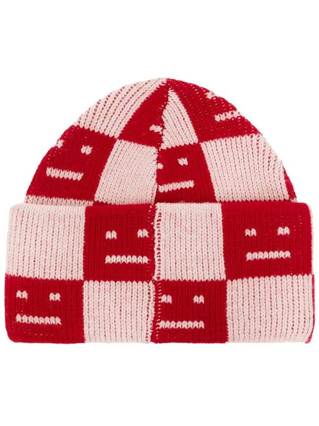 Pattern Wool Beanie Red - ACNE STUDIOS - BALAAN 3