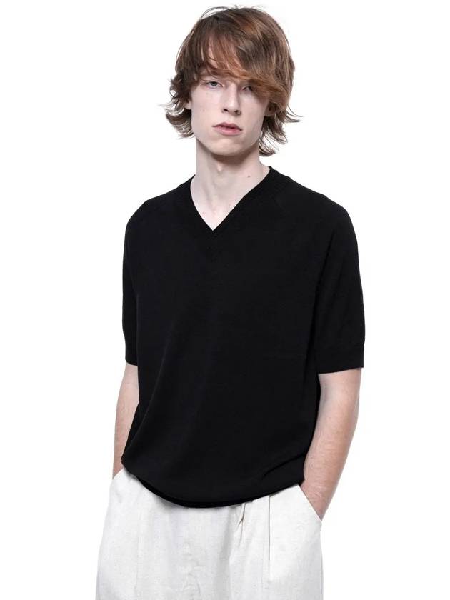 Men s RSVHK BK Reglan Slit V neck Half Knit Black - CHANCE'S NOI - BALAAN 1