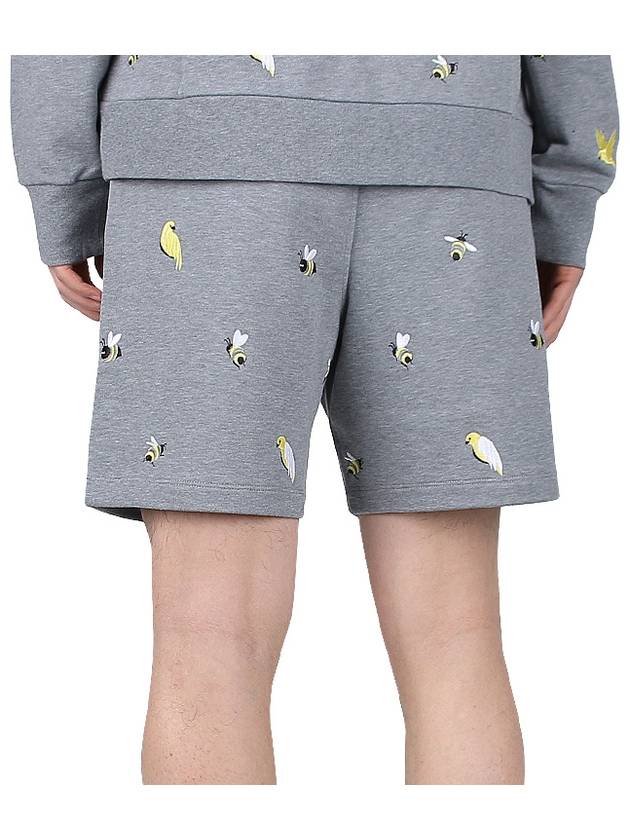 Bird Bee Embroidered Loopback Cotton Sweat Shorts Grey - THOM BROWNE - BALAAN 6