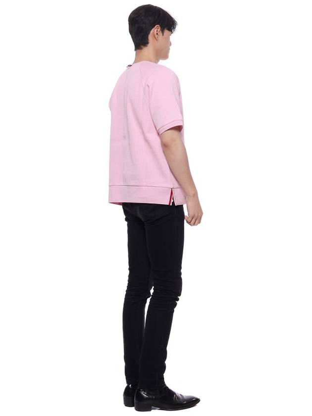 Waffle 4 Bar Armband Short Sleeve T-Shirt Pink - THOM BROWNE - BALAAN 7