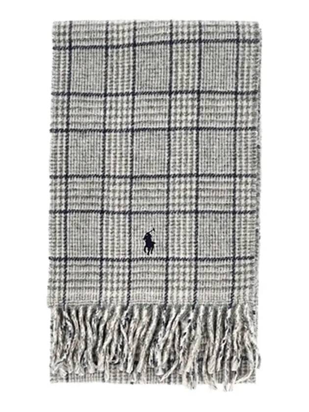 Pony Reversible Check Wool Muffler Grey - POLO RALPH LAUREN - BALAAN 5