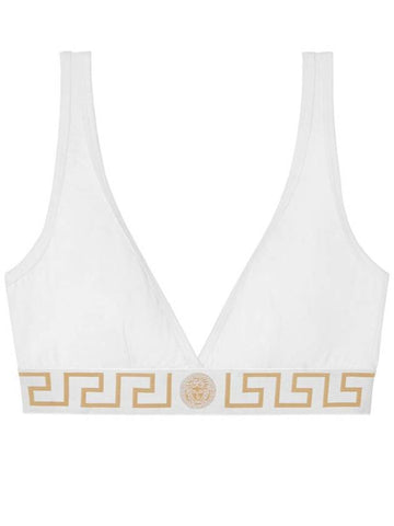 Versace Triangle Bra In Stretch Cotton With Greek Key Pattern - VERSACE - BALAAN 1