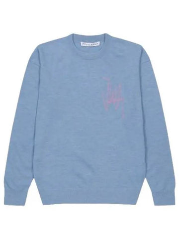 Jacquard logo wool knit blue - JW ANDERSON - BALAAN 1