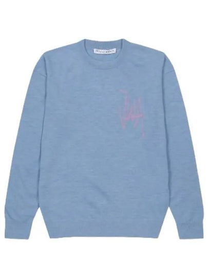 Logo Crew Neck Jumper Knit Top Blue - JW ANDERSON - BALAAN 2