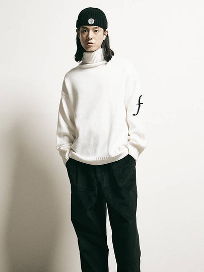 F Logo Wool Turtleneck Ivory - FFEFF STUDIO - BALAAN 2