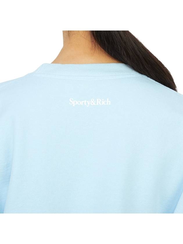 Wellness Club Flock Crew Neck Cotton Sweatshirt Baby Blue - SPORTY & RICH - BALAAN 8