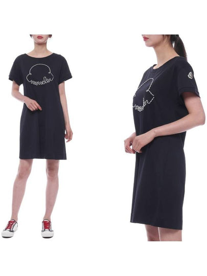 Logo Cotton Short Dress Black - MONCLER - BALAAN 2