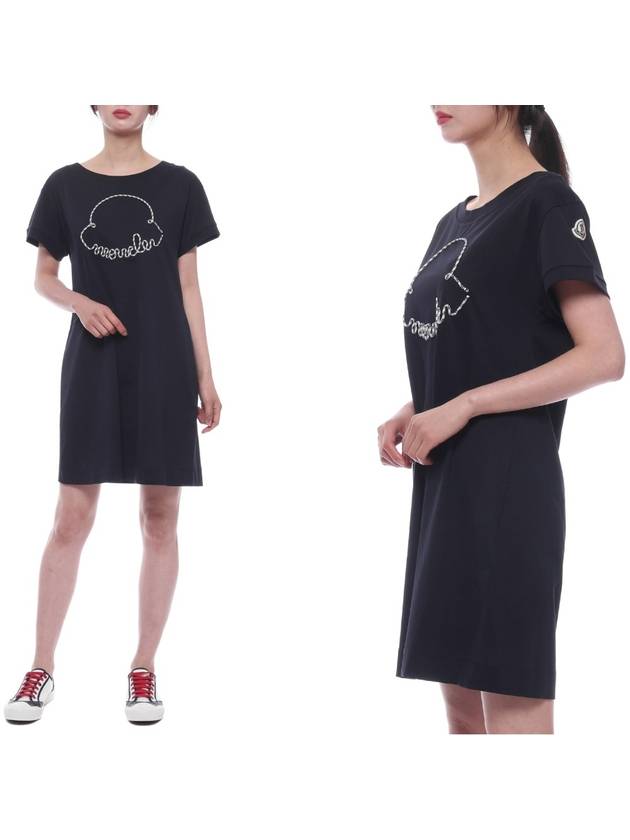 Logo Cotton Short Dress Black - MONCLER - BALAAN 3