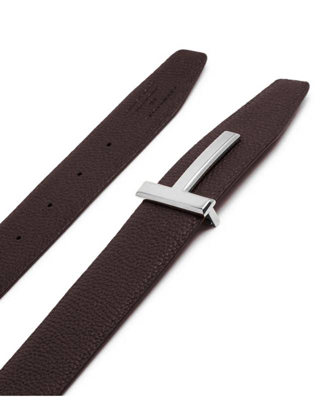 Men's T Logo Reversible Leather Belt Brown - TOM FORD - BALAAN 6