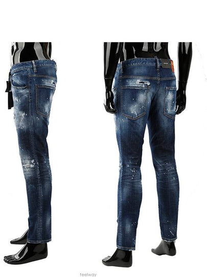 Men's Splatter Effect Jeans Blue - DSQUARED2 - BALAAN 2