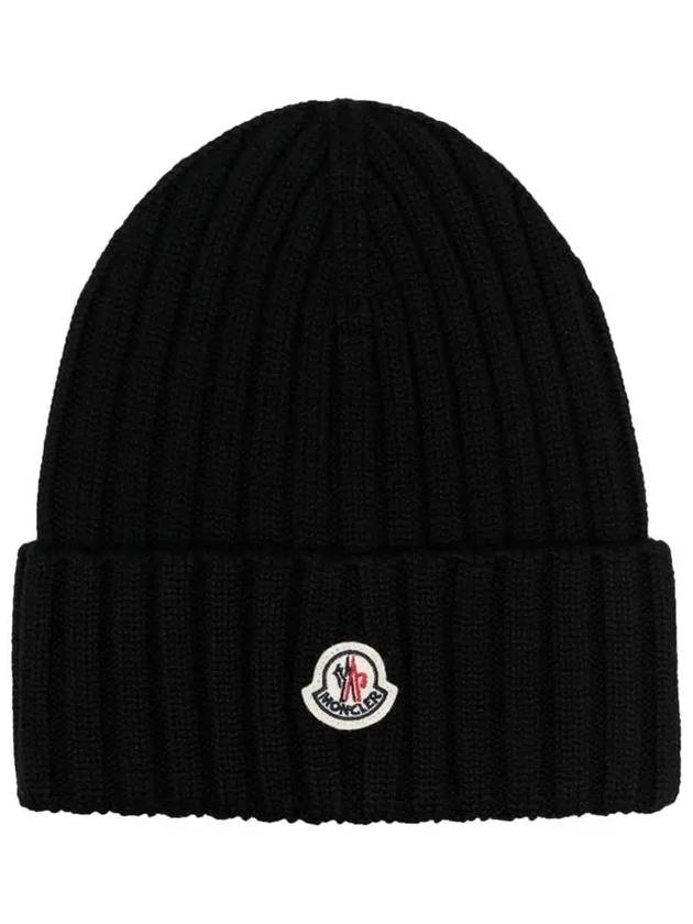 Logo Wool Beanie Black - MONCLER - BALAAN 3