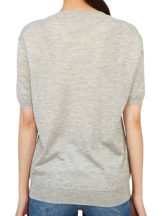 Women's Logo Cashmere Knit Top Grey - PRADA - BALAAN 5