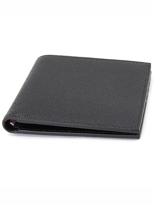 Pebble Grain Leather Half Wallet Black - THOM BROWNE - BALAAN 5