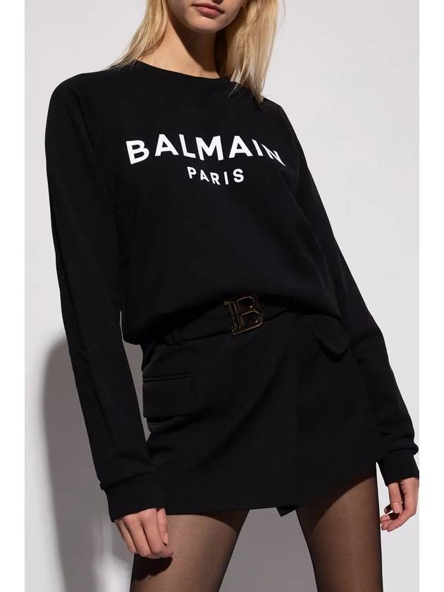 Front Logo Crew Neck Sweatshirt Black - BALMAIN - BALAAN 5