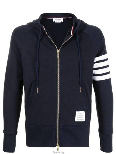 Engineered 4 Bar Diagonal Zip Up Hoodie Navy - THOM BROWNE - BALAAN 2