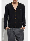 Logo Embroided Button Wool Cardigan Black - VIVIENNE WESTWOOD - BALAAN 3