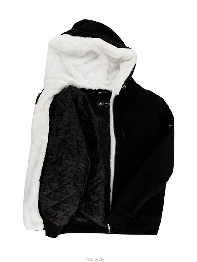 Classic Bunny Fur Zip-up Hoodie Black - MOOSE KNUCKLES - BALAAN 5