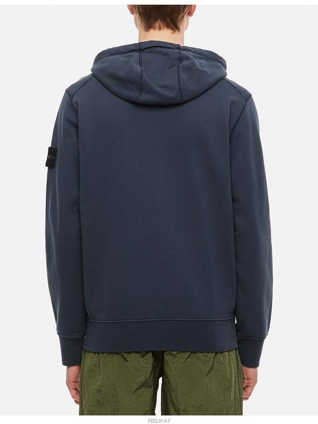 Men's Wappen Patch Fleece Zip Up Hoodie Avio Blue - STONE ISLAND - BALAAN 4