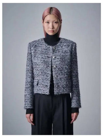 Round neck cropped tweed jacket jumper gray domestic product GM0024071749873 - JUUN.J - BALAAN 1