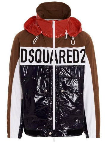 Men's Big Logo Bomber Jacket Navy Beige - DSQUARED2 - BALAAN 1