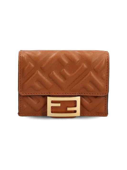 FF Baguette Flap Card Half Wallet Brown - FENDI - BALAAN 1