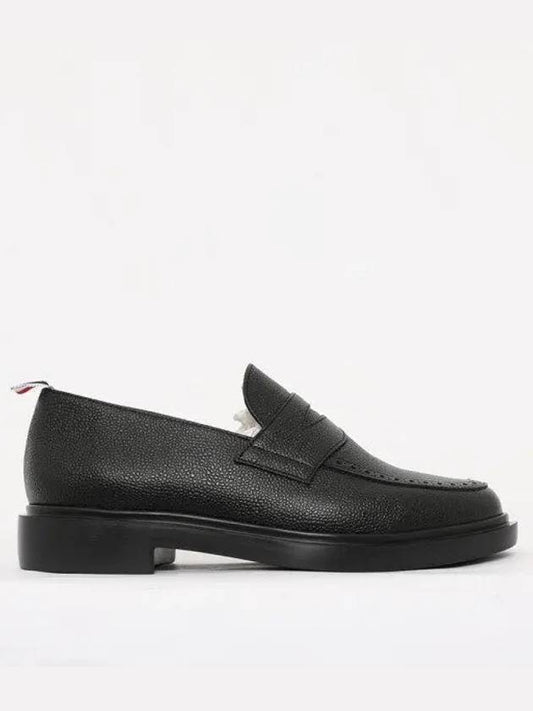 Pebble Grain Rubber Sole Penny Loafer Black - THOM BROWNE - BALAAN 2