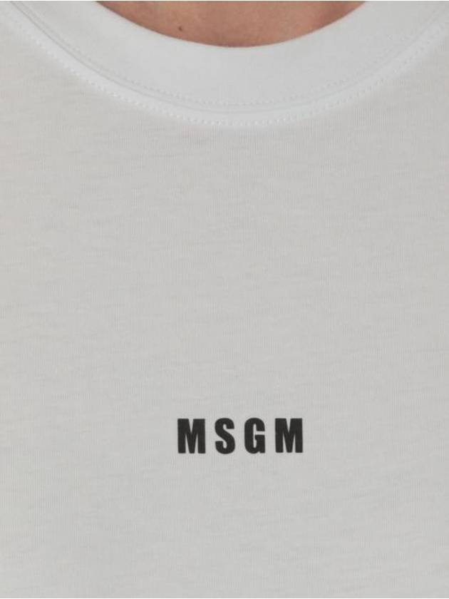 Micro Logo Print Long Sleeve T-Shirt White - MSGM - BALAAN 6