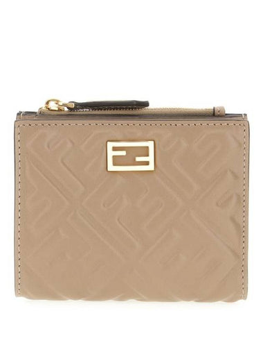 Slim Baguette FF Motif Nappa Leather Half Wallet Dove Grey - FENDI - BALAAN 1