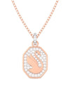 Swan Octagon Emblem Pendant Long Necklace Rose Gold - SWAROVSKI - BALAAN 1