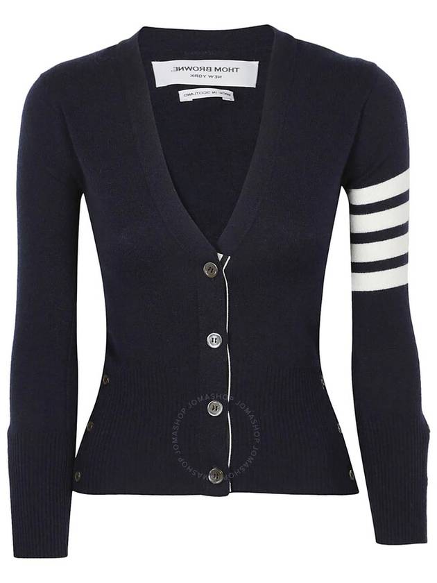 4-Bar V-Neck Cashmere Cardigan Navy - THOM BROWNE - BALAAN 2