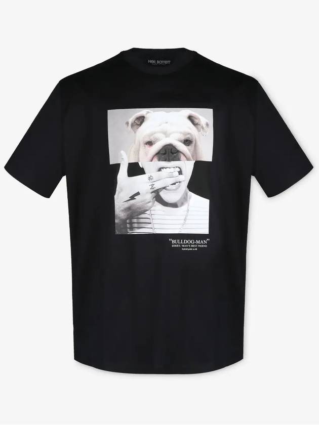 Bulldog Crew Neck Cotton Short Sleeve T-Shirt Black - NEIL BARRETT - BALAAN 3