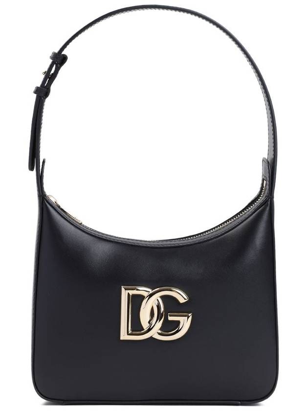 DG Logo Adjustable Strap Calfskin Shoulder Bag Black - DOLCE&GABBANA - BALAAN 2