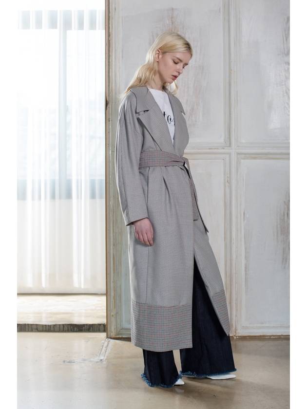 Check Loose fit Belted Coat Check Loose fit Trench Coat - PRETONE - BALAAN 3