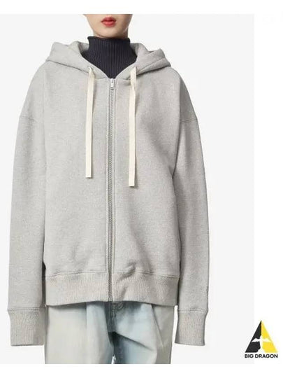 Women's Logo Cotton Zip Up Hoodie Pastel Grey - JIL SANDER - BALAAN 2