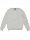 Embroidered Logo Crew Neck Knit Top Grey - POLO RALPH LAUREN - BALAAN 2