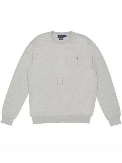 Embroidered Logo Crew Neck Knit Top Grey - POLO RALPH LAUREN - BALAAN 2