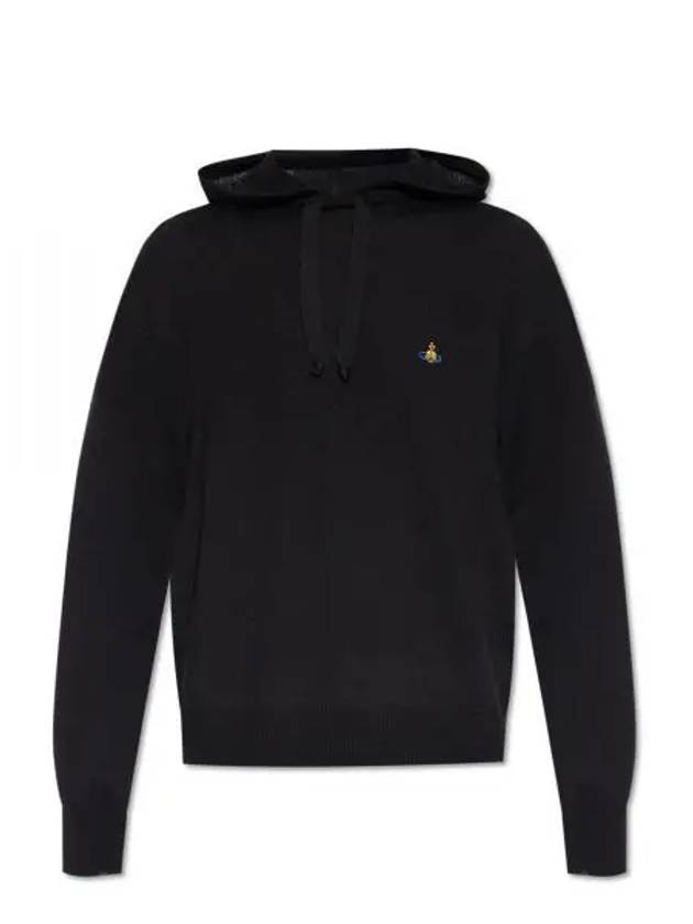 Embroidered Logo Virgin Wool Hoodie Black - VIVIENNE WESTWOOD - BALAAN 2