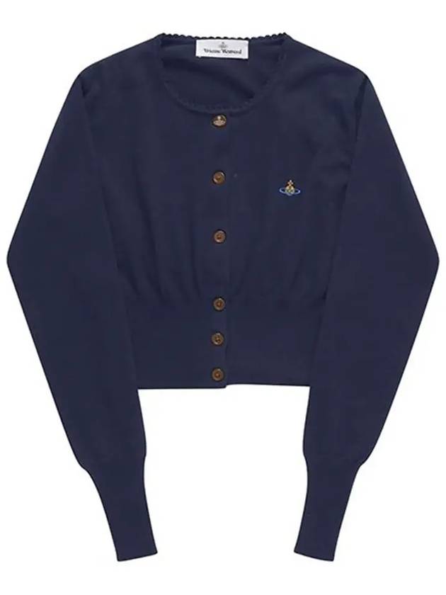 Bea ORB Embroidered Logo Crop Cardigan Dark Blue - VIVIENNE WESTWOOD - BALAAN 6