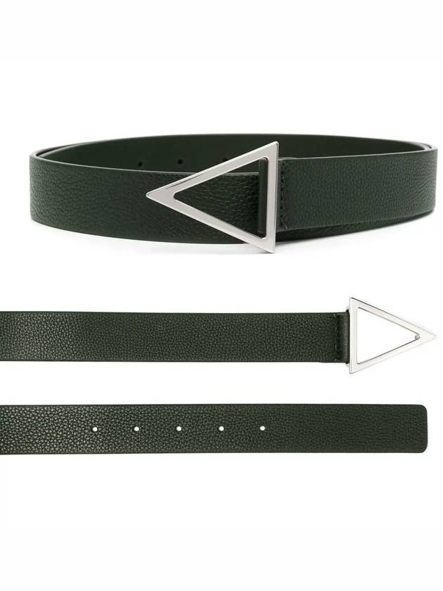 triangle buckle leather belt dark green - BOTTEGA VENETA - BALAAN.