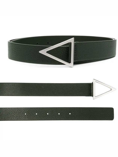 Triangle Buckle Leather Belt Dark Green - BOTTEGA VENETA - BALAAN 2