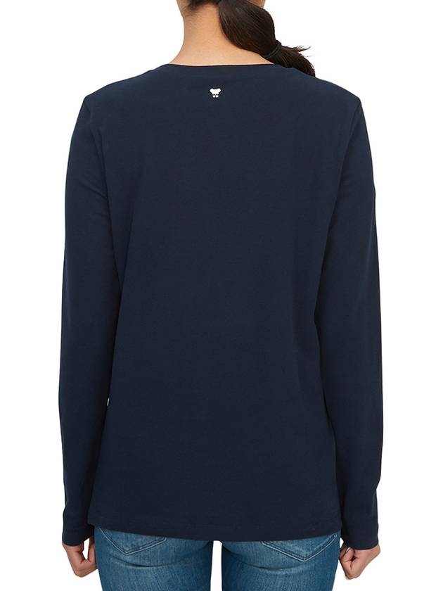 Quinoa Logo Print Long Sleeve T-Shirt Navy - MAX MARA - BALAAN 4