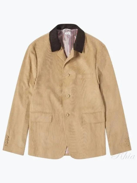 Corduroy Button Up Cutaway Jacket Beige - THOM BROWNE - BALAAN 2