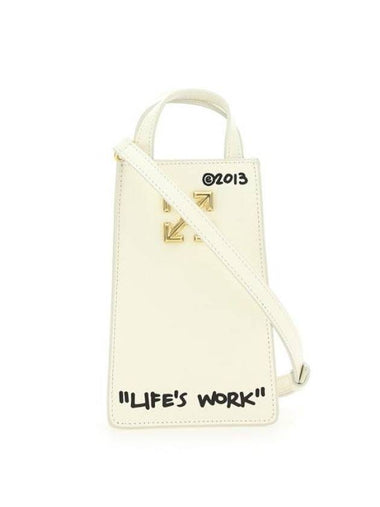 Jitney Logo Plaque Phone Pouch Bag White - OFF WHITE - BALAAN 1