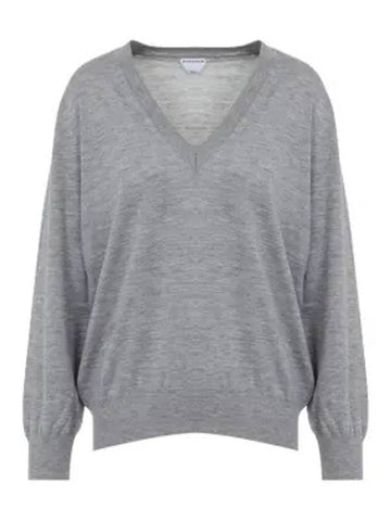 V neck cashmere knit top gray - BOTTEGA VENETA - BALAAN 1